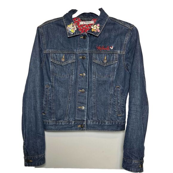 Disney Minnie Mouse Embroidered Denim Jean Jacket Women’s Size Small - Picture 1 of 7